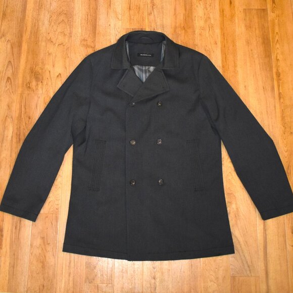 John Varvatos Gray Double Breasted Lined Pea Coat Sz 40R - Picture 1 of 9